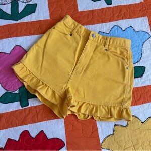 Vintage 80s - 90z Yellow Ruffle Hem Women Shorts 26 waist